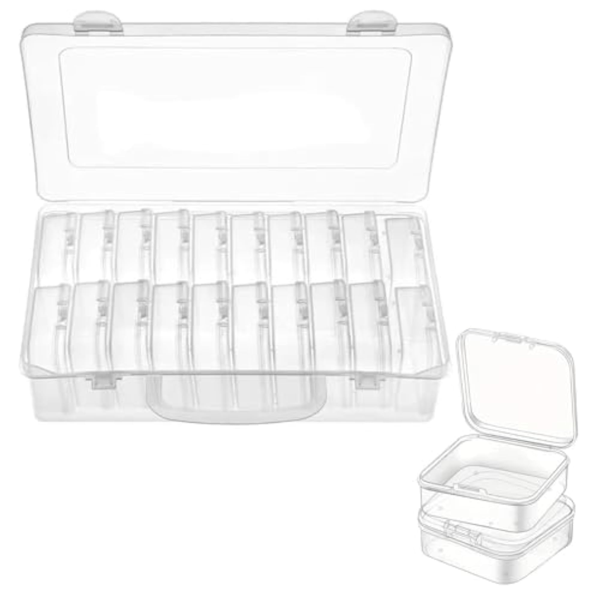20-Grid Clear Plastic Storage Organizer Box for Jewelry and Craft Supplies